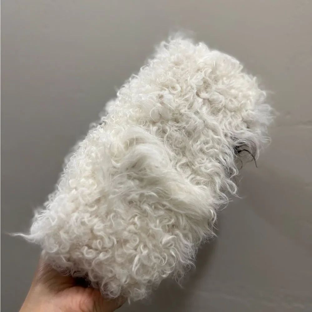 Handmade Natural Curly Shearling Handbag, Real Lamb Fur Shoulder Bag/Crossbody